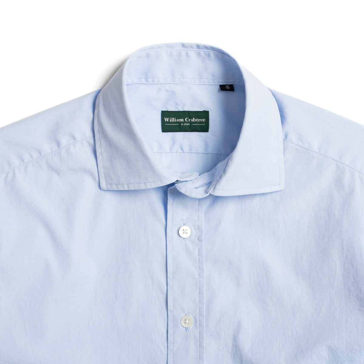 Sky Blue Poplin Semi-spread Collar Shirt