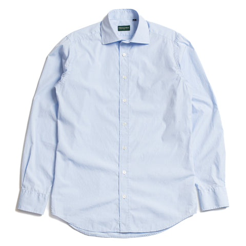 Sky Blue Poplin Semi-spread Collar Shirt
