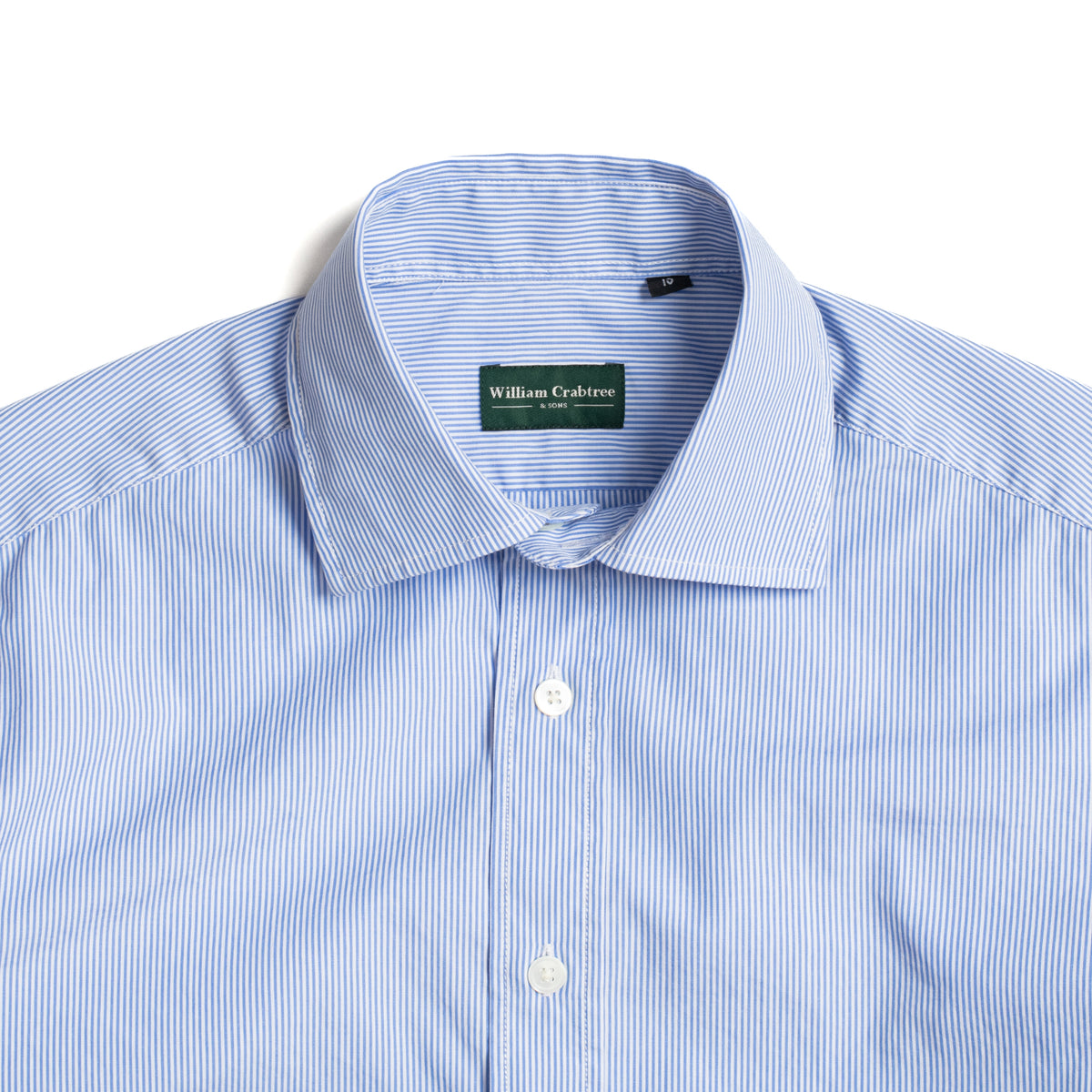White & Blue Bengal Stripe Poplin Semi-spread Collar Shirt