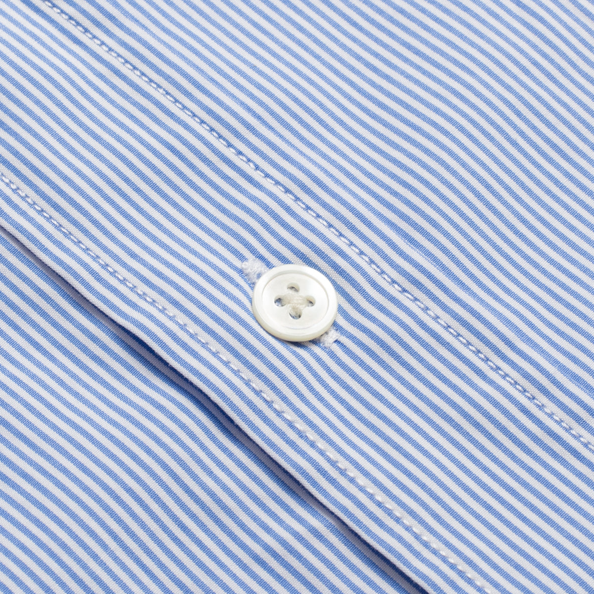 White & Blue Bengal Stripe Poplin Semi-spread Collar Shirt