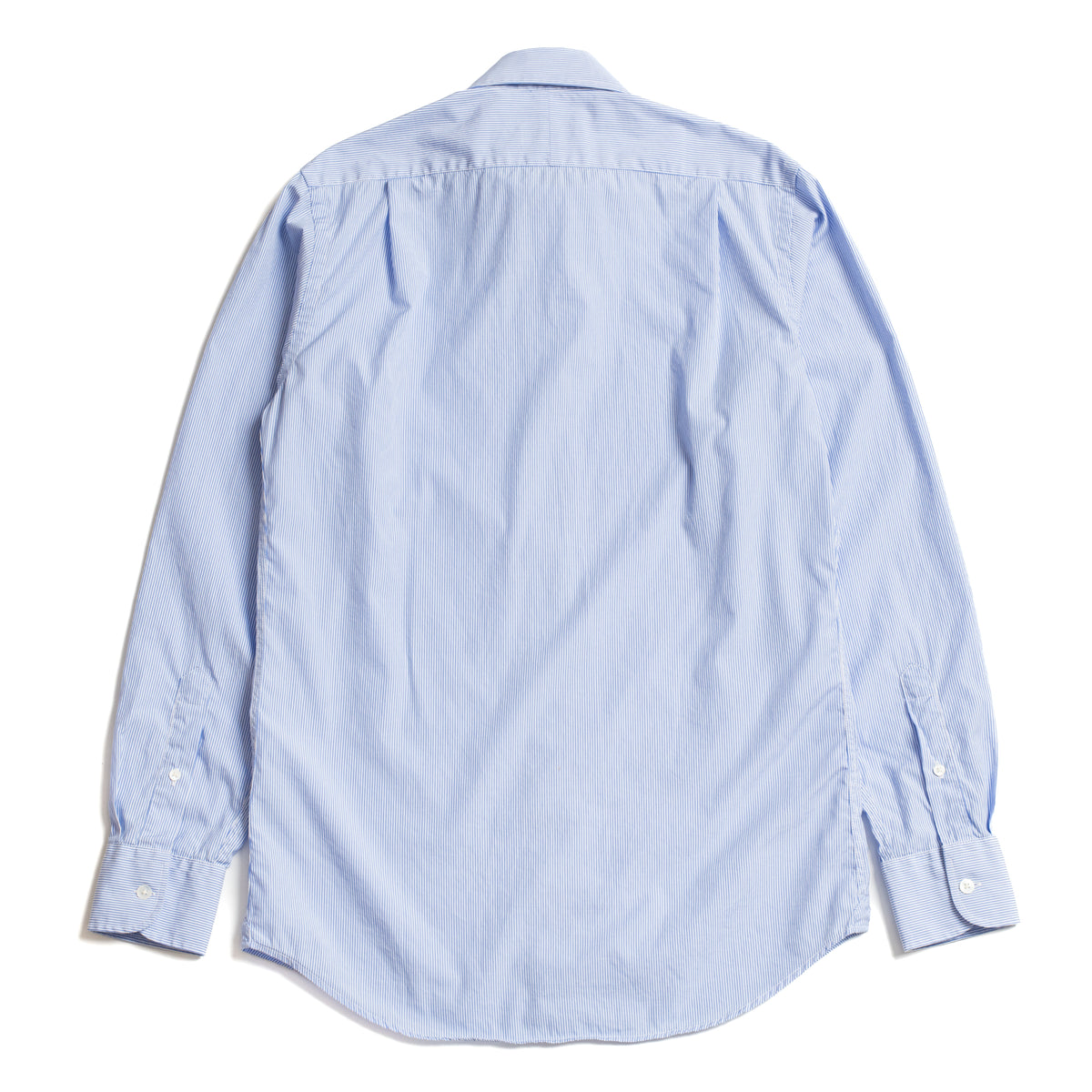 White & Blue Bengal Stripe Poplin Semi-spread Collar Shirt