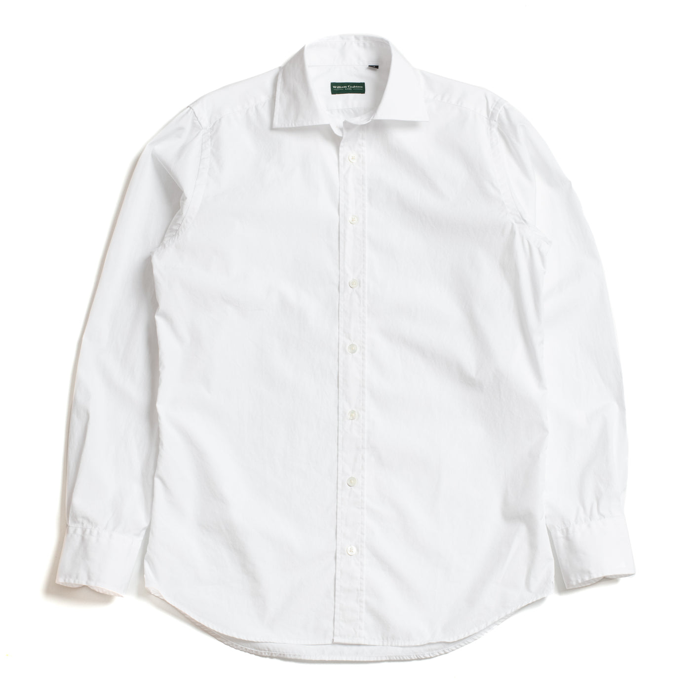 White Poplin Semi-spread Collar Shirt – William Crabtree & Sons White Poplin Semi-spread Collar Shirt – William Crabtree & Sons