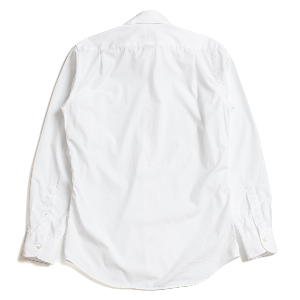 White Poplin Semi-spread Collar Shirt