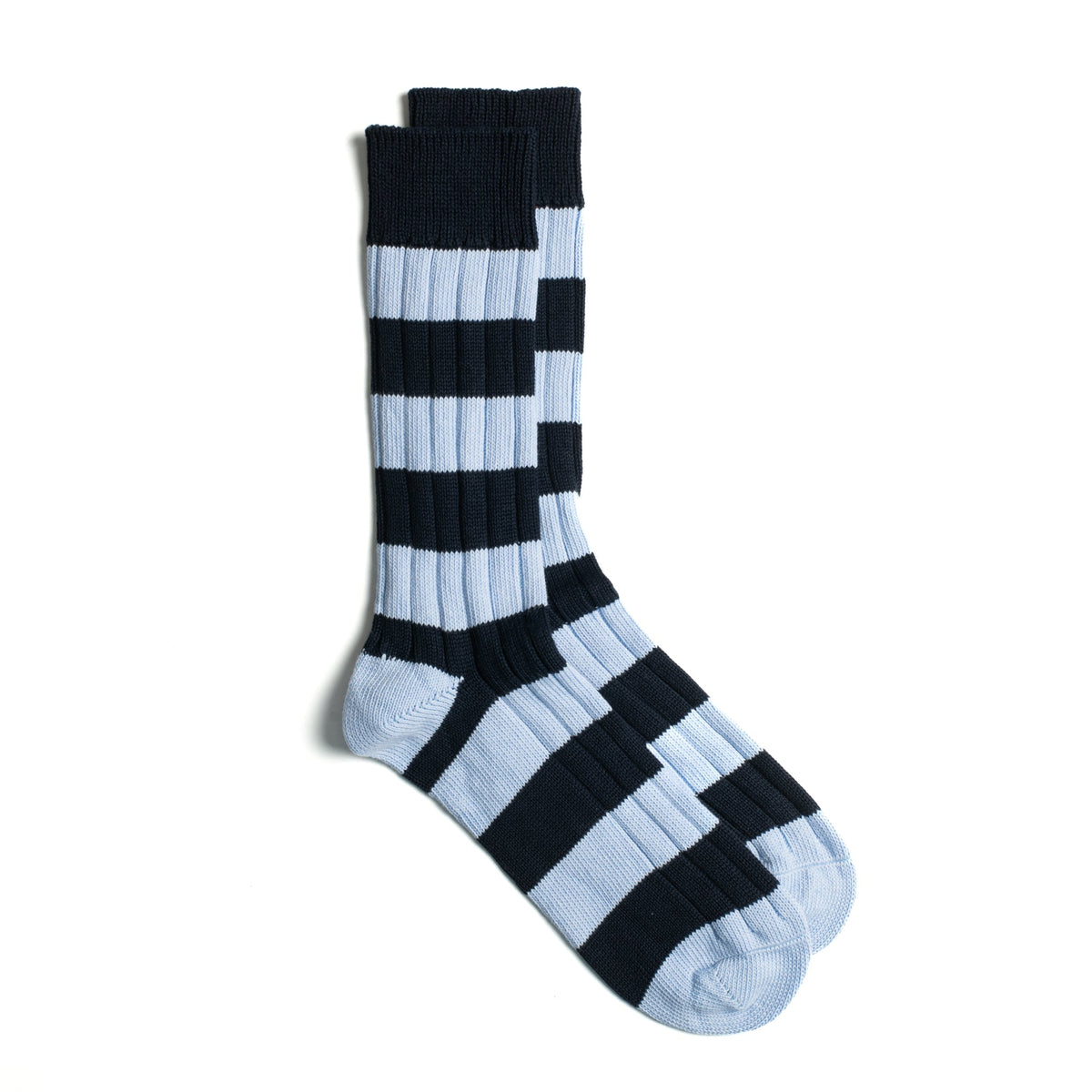 Navy / Sky Cotton 2 Colour Stripe Sock