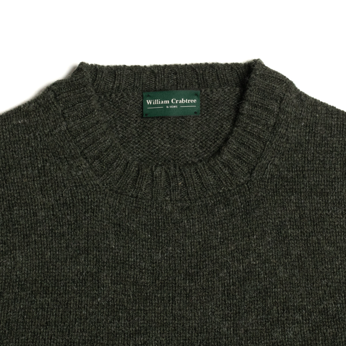 Pine Shetland Lambswool Crew Neck