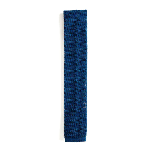 Mid Blue Knitted Silk Tie