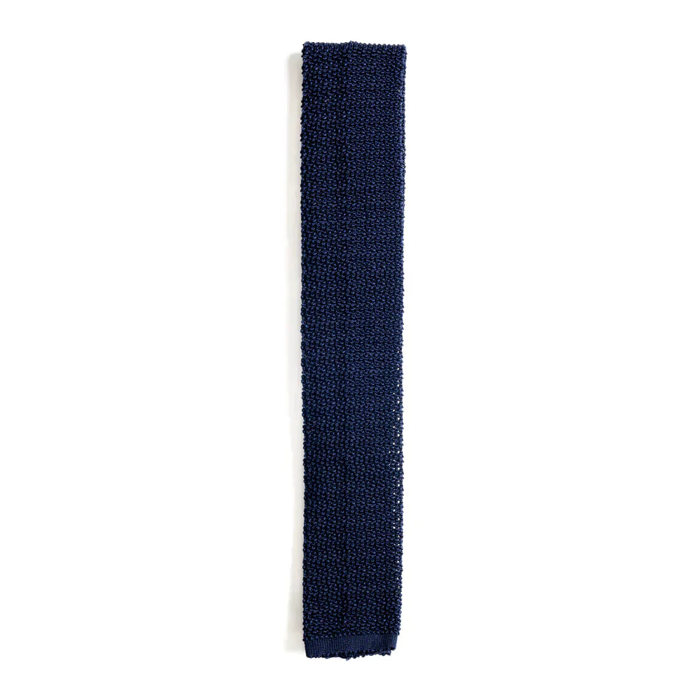 Navy Knitted Silk Tie