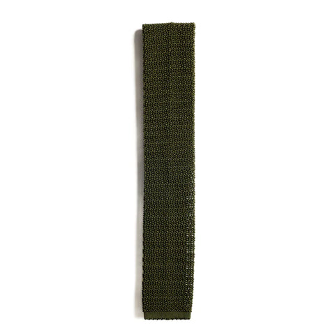 Olive Green Knitted Silk Tie