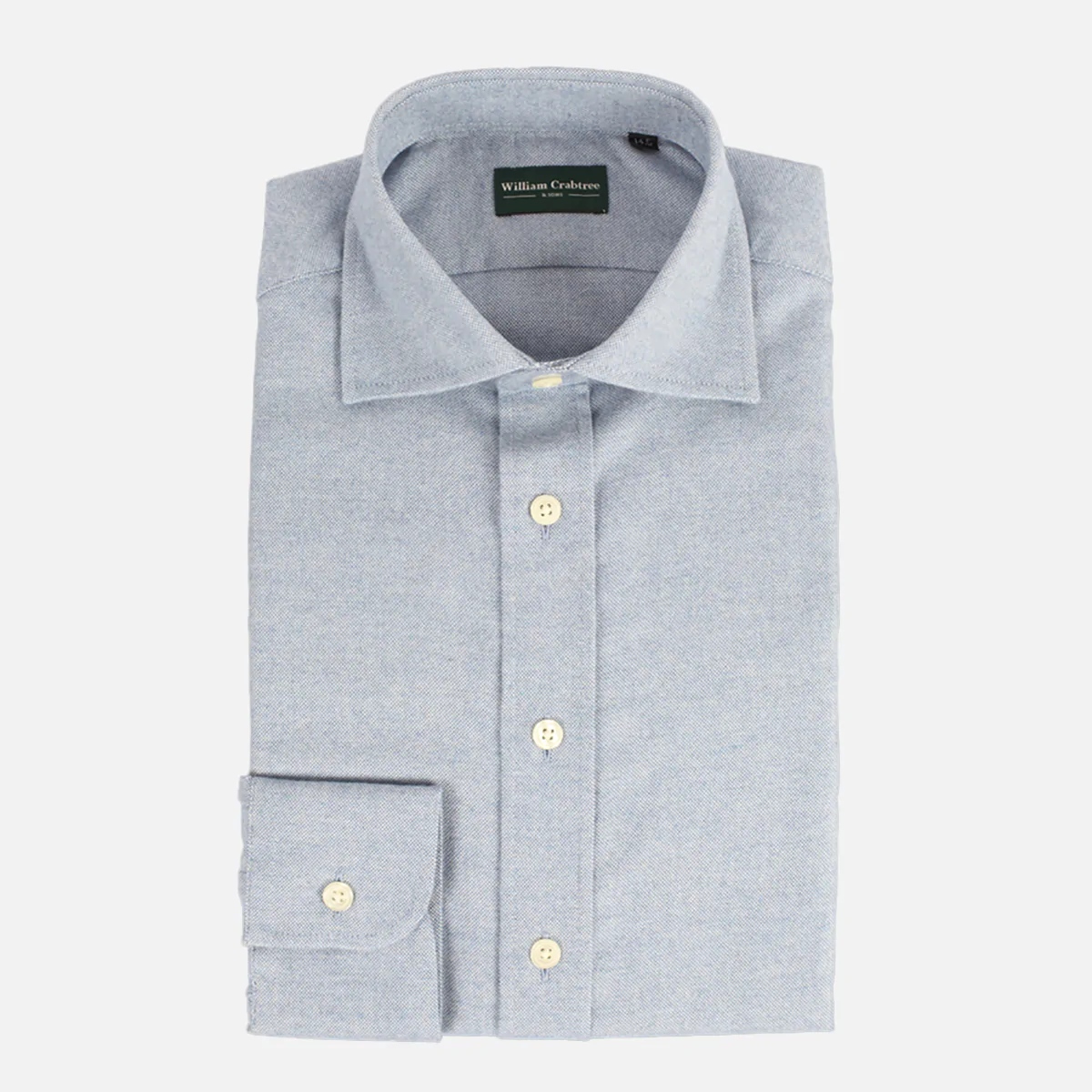 Brushed Cotton Semi Spread Collared Shirt