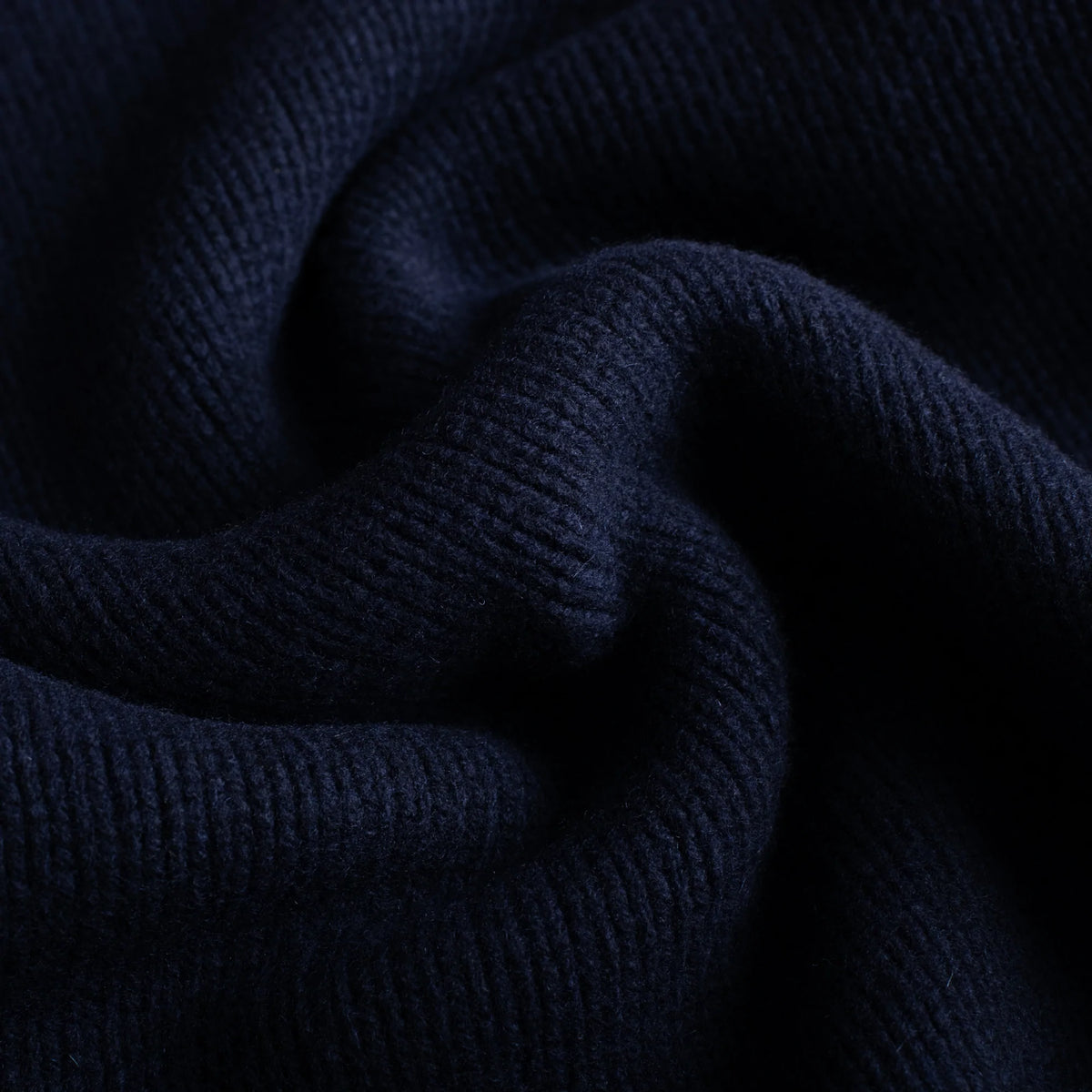 Navy Wool Cashmere Roll Neck